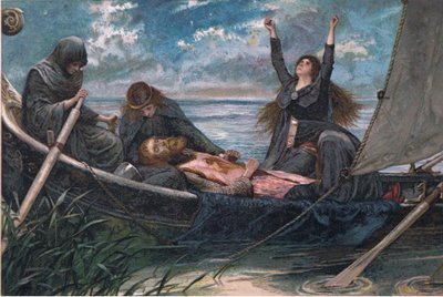 El paso de Arturo, ilustración de Tennyson Pictures publicada por E P Dutton & Co, c.1900 de Walter Paget